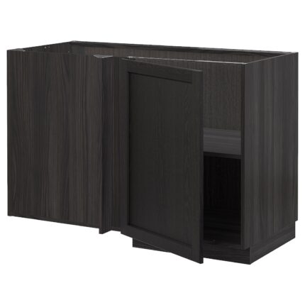 METOD Mobile base angolare con ripiano - nero/Lerhyttan mordente nero 128x68 cm