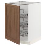 METOD Mobile base con cestelli scorrevoli - bianco Enköping/marrone effetto noce 60x60 cm