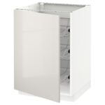 METOD Mobile base con cestelli scorrevoli - bianco/Ringhult grigio chiaro 60x60 cm