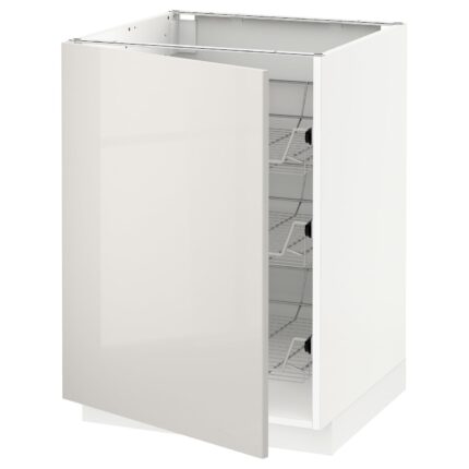 METOD Mobile base con cestelli scorrevoli - bianco/Ringhult grigio chiaro 60x60 cm
