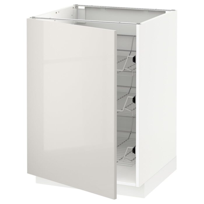 METOD Mobile base con cestelli scorrevoli - bianco/Ringhult grigio chiaro 60x60 cm