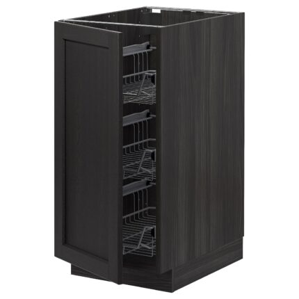 METOD Mobile base con cestelli scorrevoli - nero/Lerhyttan mordente nero 40x60 cm