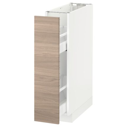 METOD Mobile base e accessori estraibili - bianco/Brokhult grigio chiaro 20x60 cm