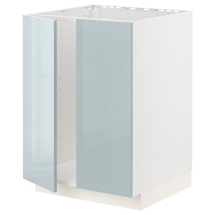 METOD Mobile base per lavello + 2 ante - bianco/Kallarp grigio-azzurro 60x60 cm