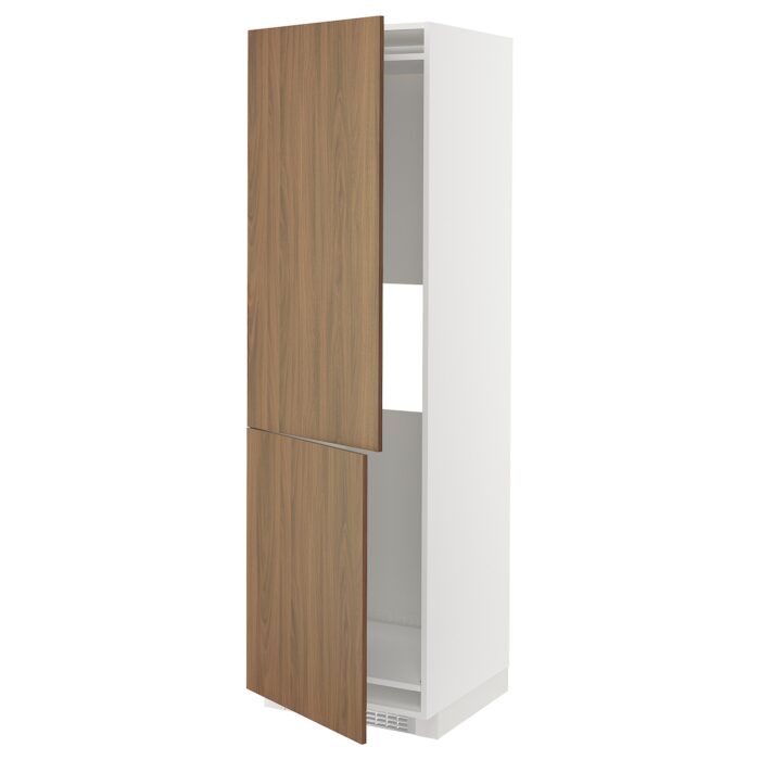 METOD Mobile frigo o congelatore/2 ante - bianco/Tistorp effetto noce marrone 60x60x200 cm