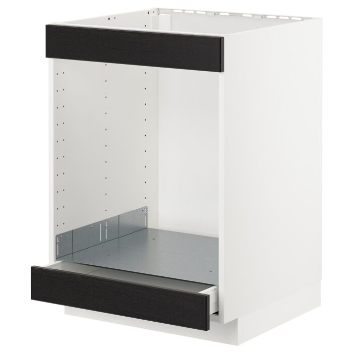 METOD Mobile piano cottura+forno/cassetto - bianco/Lerhyttan mordente nero 60x60 cm