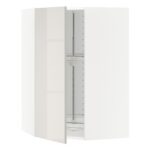 METOD Pensile angolare/cestello girevole - bianco/Ringhult grigio chiaro 68x100 cm