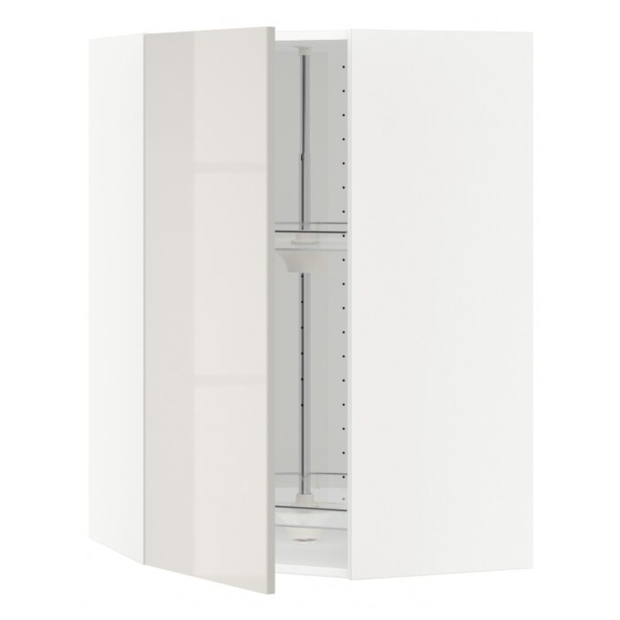 METOD Pensile angolare/cestello girevole - bianco/Ringhult grigio chiaro 68x100 cm