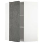 METOD Pensile angolare con ripiani - bianco/Kalhyttan effetto cemento grigio scuro 68x100 cm