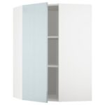 METOD Pensile angolare con ripiani - bianco/Kallarp grigio-azzurro 68x100 cm