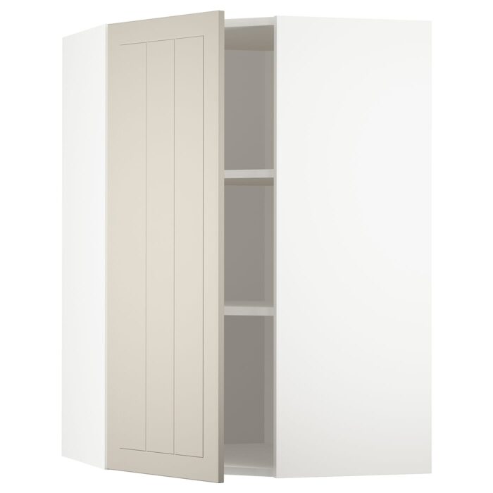 METOD Pensile angolare con ripiani - bianco/Stensund beige 68x100 cm