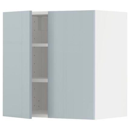 METOD Pensile con ripiani/2 ante - bianco/Kallarp grigio-azzurro 60x60 cm