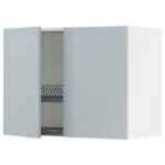 METOD Pensile con scolapiatti/2 ante - bianco/Kallarp grigio-azzurro 80x60 cm