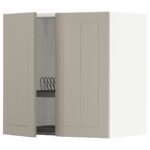 METOD Pensile con scolapiatti/2 ante - bianco/Stensund beige 60x60 cm