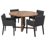 MÖRBYLÅNGA / MÅRENÄS Tavolo e 4 sedie con braccioli - impiallacciatura di rovere mordente marrone/nero Gunnared grigio scuro 145 cm
