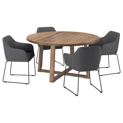 MÖRBYLÅNGA / TOSSBERG Tavolo e 4 sedie - impiallacciatura di rovere mordente marrone/Gunnared grigio scuro nero 145 cm