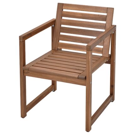 NÄMMARÖ Sedia con braccioli da giardino - mordente marrone chiaro