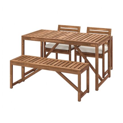 NÄMMARÖ Tavolo+2 sedie+panca da giardino - mordente marrone chiaro/Frösön/Duvholmen beige