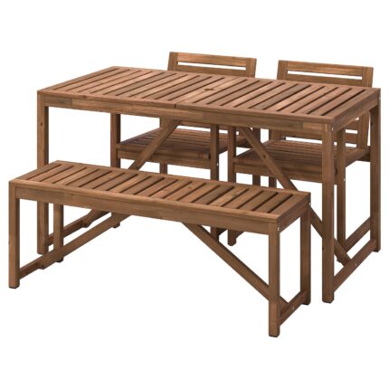 NÄMMARÖ Tavolo+2 sedie+panca da giardino - mordente marrone chiaro 140 cm