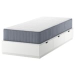 NORDLI Struttura letto/contenitore/materas - bianco/Vågstranda extra rigido 90x200 cm