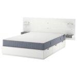 NORDLI Struttura letto/contenitore/materas - con testiera bianco/Valevåg extra rigido 140x200 cm