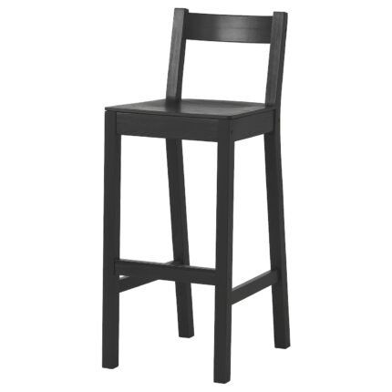 NORDVIKEN Sgabello bar con schienale - nero 75 cm
