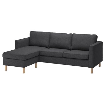 PÄRUP Divano a 3 posti con chaise-longue - Gunnared grigio scuro