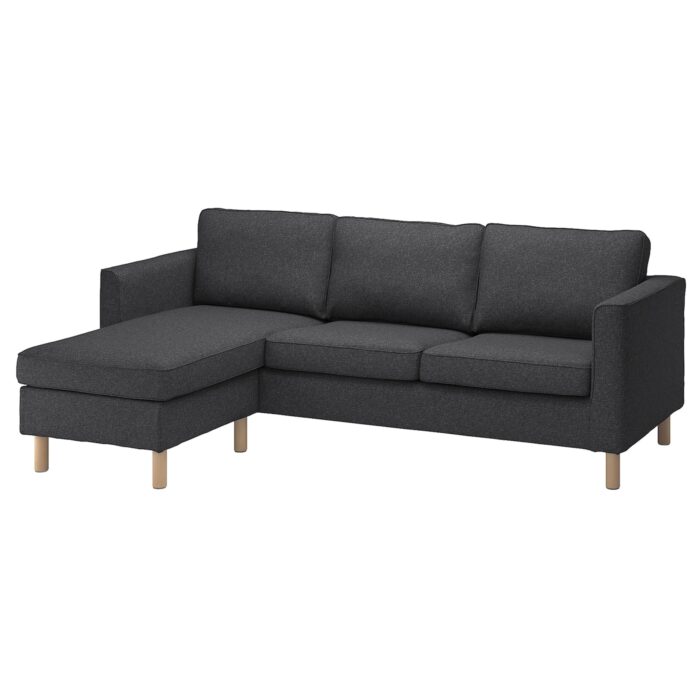 PÄRUP Divano a 3 posti con chaise-longue - Gunnared grigio scuro
