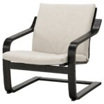 POÄNG Poltrona con schienale basso - marrone-nero/Katorp color naturale/beige