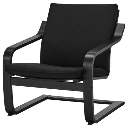POÄNG Poltrona con schienale basso - marrone-nero/Vissle nero