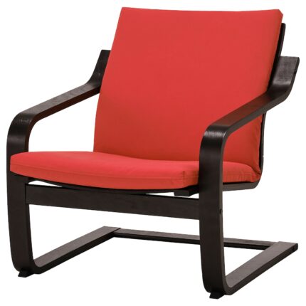POÄNG Poltrona con schienale basso - marrone-nero/Vissle rosso