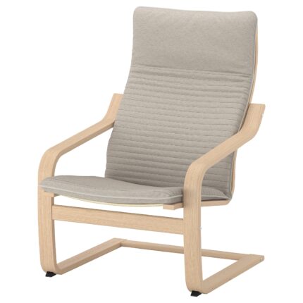 POÄNG Poltrona - impiallacciato rovere mord bianco/Knisa beige chiaro