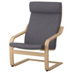 POÄNG Poltrona - impiallacciato rovere mord bianco/Skiftebo grigio scuro