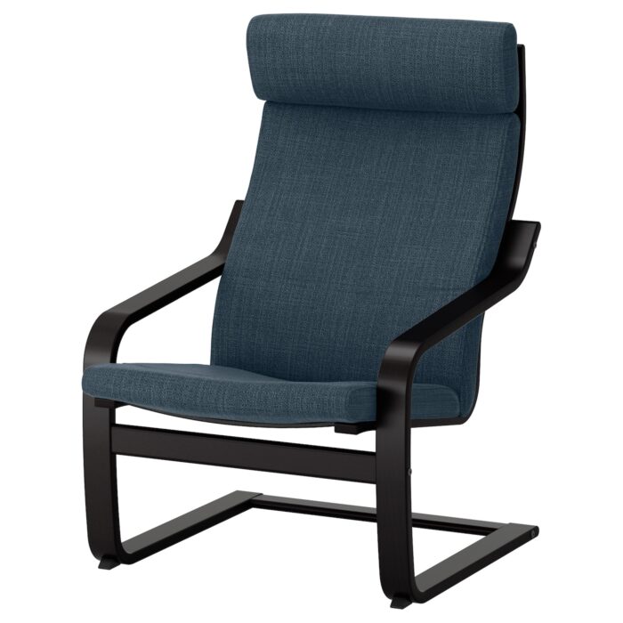 POÄNG Poltrona - marrone-nero/Hillared blu scuro