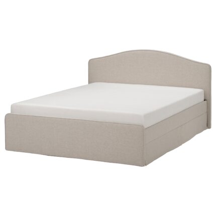 RAMNEFJÄLL Struttura letto imbottita - Kilanda beige chiaro/Luröy 160x200 cm