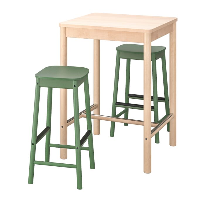 RÖNNINGE / RÖNNINGE Tavolo e 2 sgabelli bar - betulla/verde