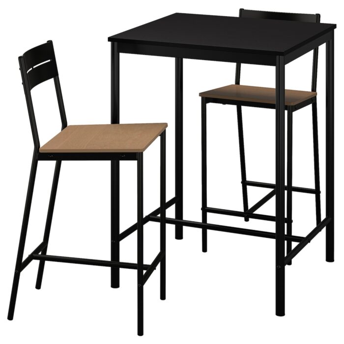SANDSBERG / SANDSBERG Tavolo e 2 sgabelli bar - nero/nero 67x67 cm