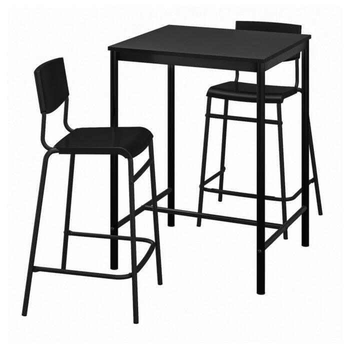 SANDSBERG / STIG Tavolo e 2 sgabelli bar - nero/nero 67x67 cm
