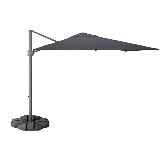 SEGLARÖ / IGGÖN Ombrellone a sospensione con base - antracite/grigio scuro 330x240 cm