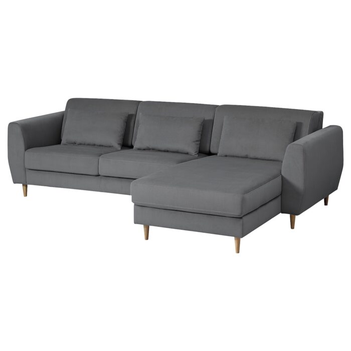 SLATORP Divano a 3 posti con chaise-longue - Hakebo grigio scuro