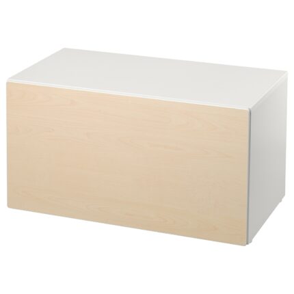 SMÅSTAD Panca con contenitore giocattoli - bianco/betulla 90x52x48 cm