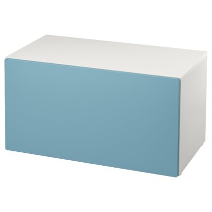 SMÅSTAD Panca con contenitore giocattoli - bianco/blu 90x52x48 cm