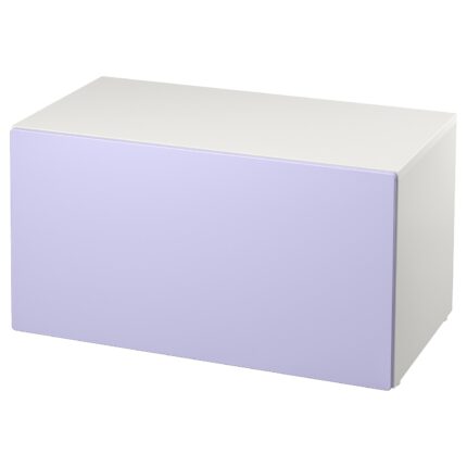 SMÅSTAD Panca con contenitore giocattoli - bianco/lilla 90x52x48 cm