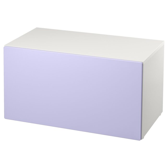 SMÅSTAD Panca con contenitore giocattoli - bianco/lilla 90x52x48 cm