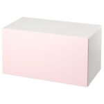 SMÅSTAD Panca con contenitore giocattoli - bianco/rosa pallido 90x52x48 cm