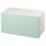 SMÅSTAD Panca con contenitore giocattoli - bianco/verde chiaro 90x52x48 cm