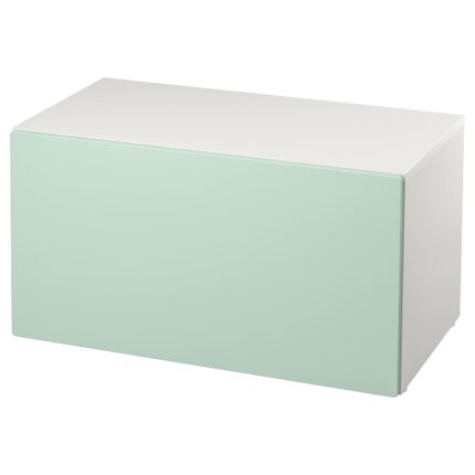 SMÅSTAD Panca con contenitore giocattoli - bianco/verde chiaro 90x52x48 cm
