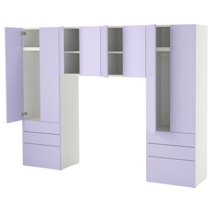 SMÅSTAD / PLATSA Combinazione di mobili - bianco/lilla 240x42x181 cm