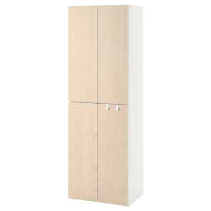 SMÅSTAD / PLATSA Guardaroba - bianco betulla/con 2 bastoni appendiabiti 60x42x181 cm