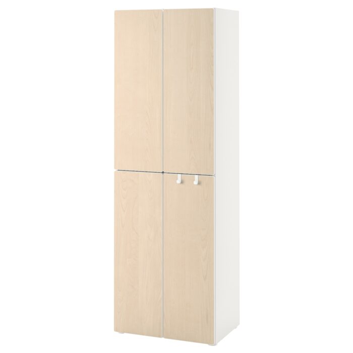 SMÅSTAD / PLATSA Guardaroba - bianco betulla/con 2 bastoni appendiabiti 60x42x181 cm